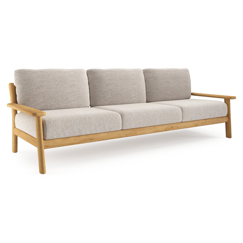 Amaro loungebank in teak met tundra sand all weather sunbrella® luxe kussen