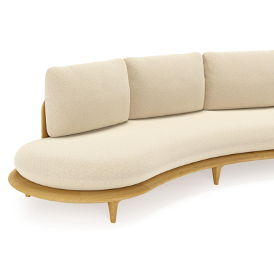 Bomero loungebank in teak met soul papyrus all weather solica kussen