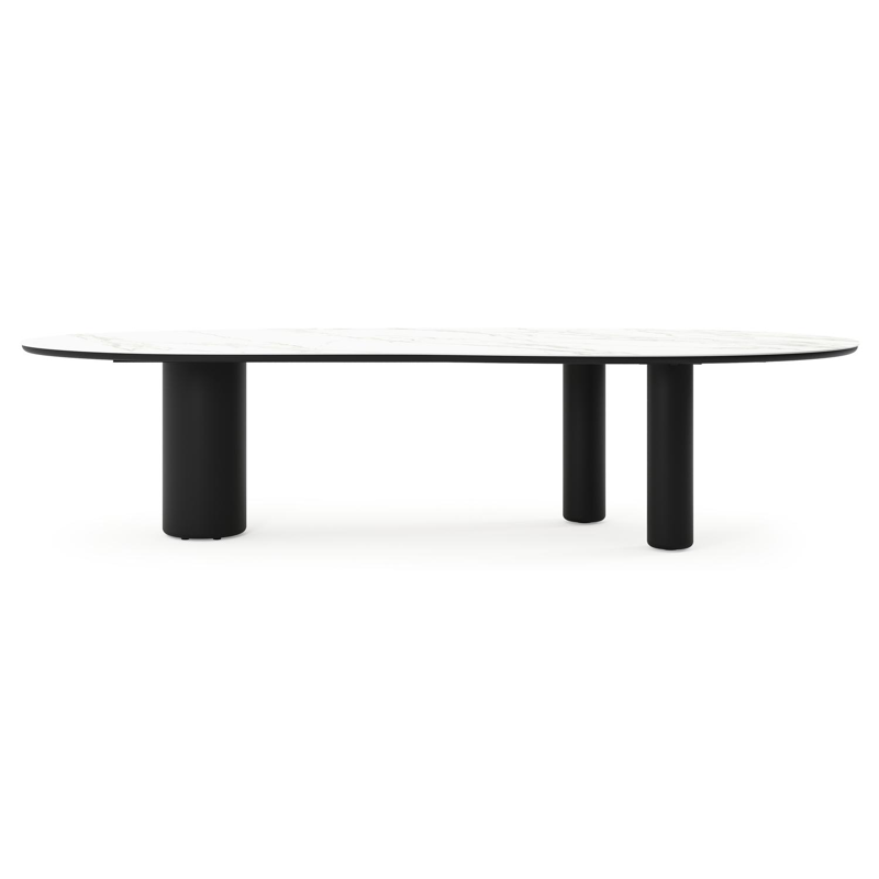 Amico tuintafel organisch in zwart aluminium en volkeramiek Calacatta - L 320 x B 120 x H 73.5 cm