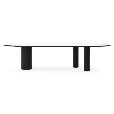 Amico tuintafel organisch in zwart aluminium en volkeramiek Calacatta - L 320 x B 120 x H 73.5 cm