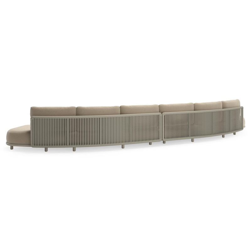 CanapÃ© de jardin Lomano en aluminium beige et corde luxe plate tissÃ©e verticalement beige et coussins en all weather cosytica Althea Chalk