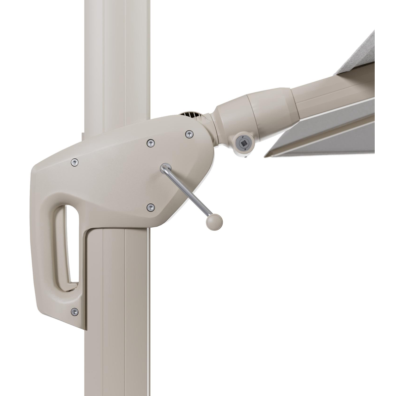Minore zweefparasol met tiltfunctie in beige aluminium en Ego Birch All Weather Solica parasoldoek - L1 350 x L2 350 cm (zonder voet) (zonder voet)