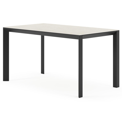 Malito tuintafel in zwart aluminium en volkeramiek shilin - L 140 x B 80 x H 75 cm