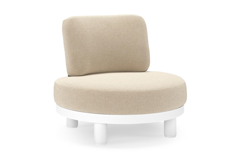 Fauteuil de jardin Donato en aluminium blanc et coussins en all weather cosytica Althea Chalk