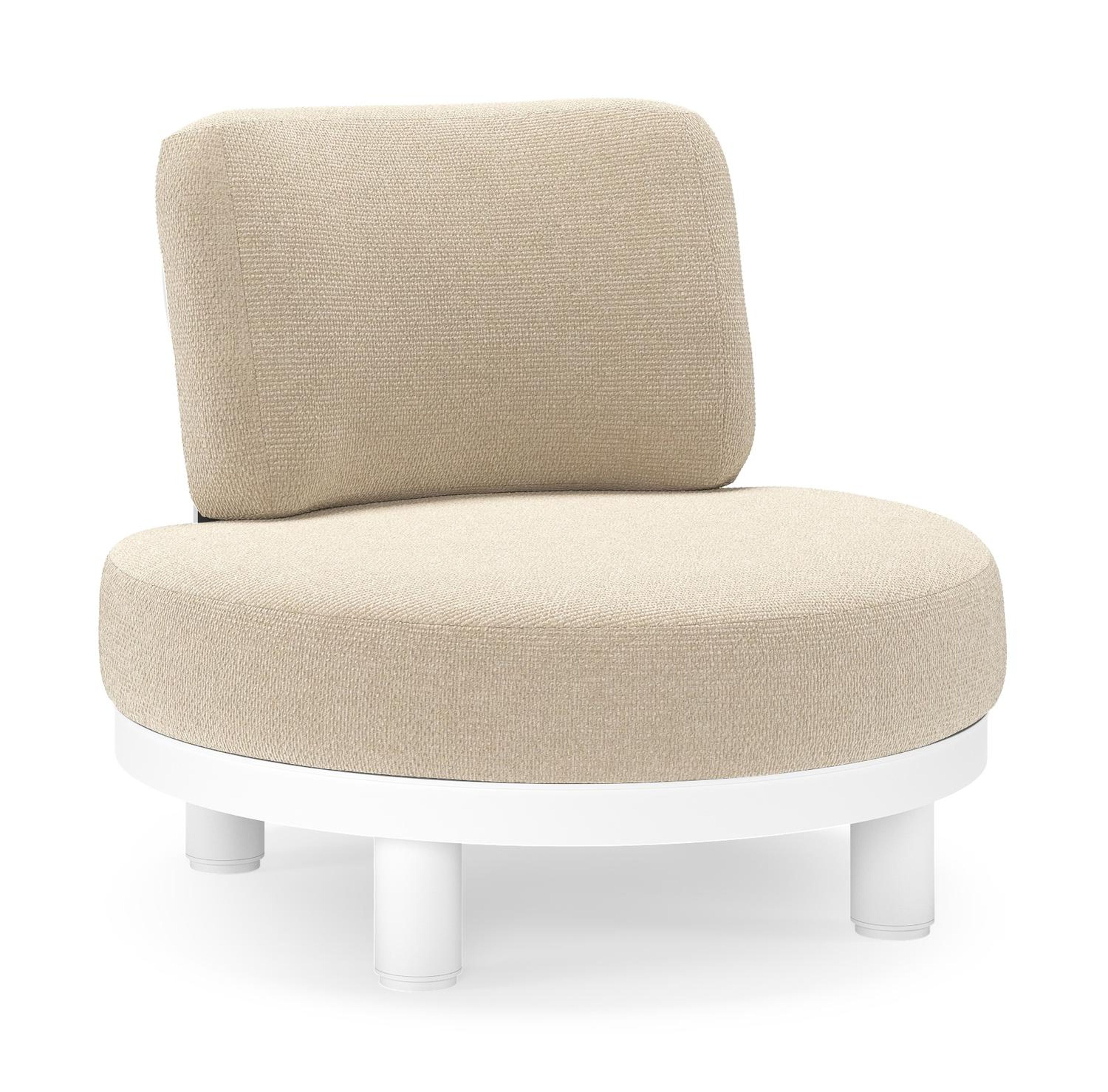 Donato loungestoel in wit aluminium met all weather cosytica Althea Chalk kussen