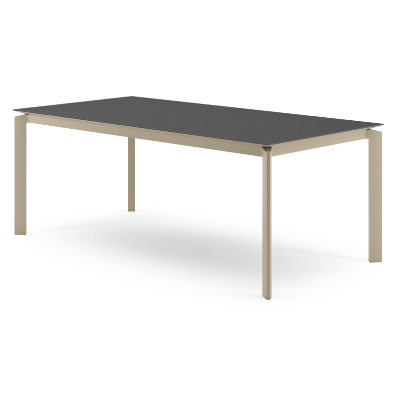 Cirello tuintafel rechthoekig in beige aluminium en volkeramiek Nero Black - L 200 x B 100 x H 74.5 cm