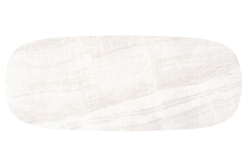 Table de jardin low dining Amico bombo en aluminium noir et céramique pleine Taj Mahal - Lg. 320 x Lrg. 130 x Haut. 61 cm