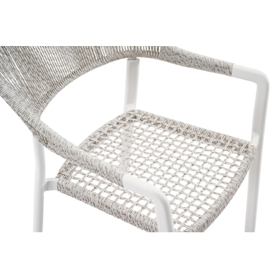 Cesano stapelbare tuinstoel in wit aluminium en wit-grijs wicker