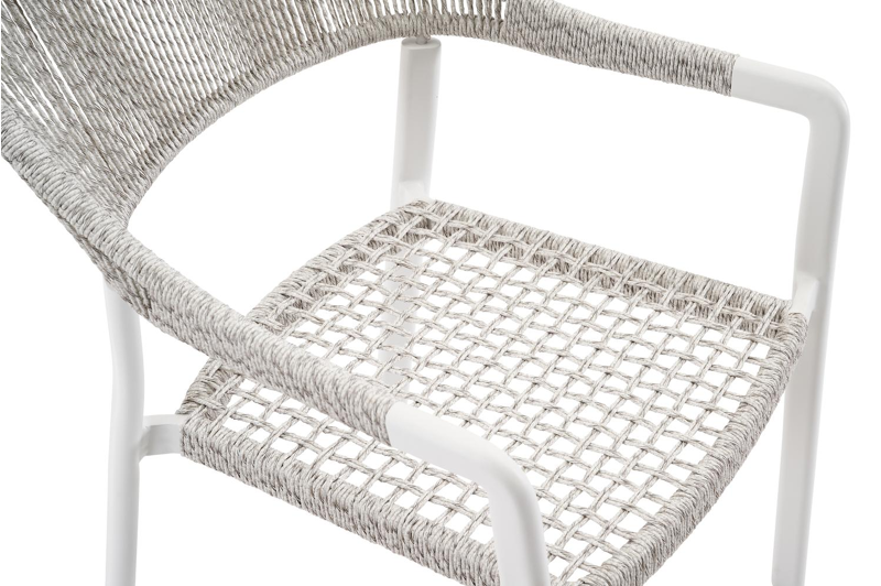 Cesano stapelbare tuinstoel in wit aluminium en wit-grijs wicker