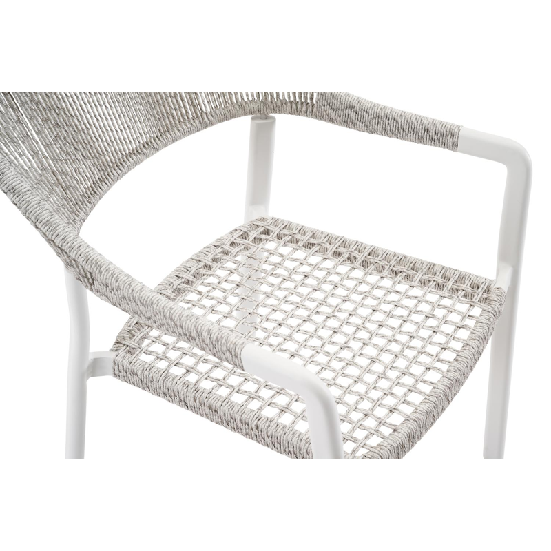 Cesano stapelbare tuinstoel in wit aluminium en wit-grijs wicker