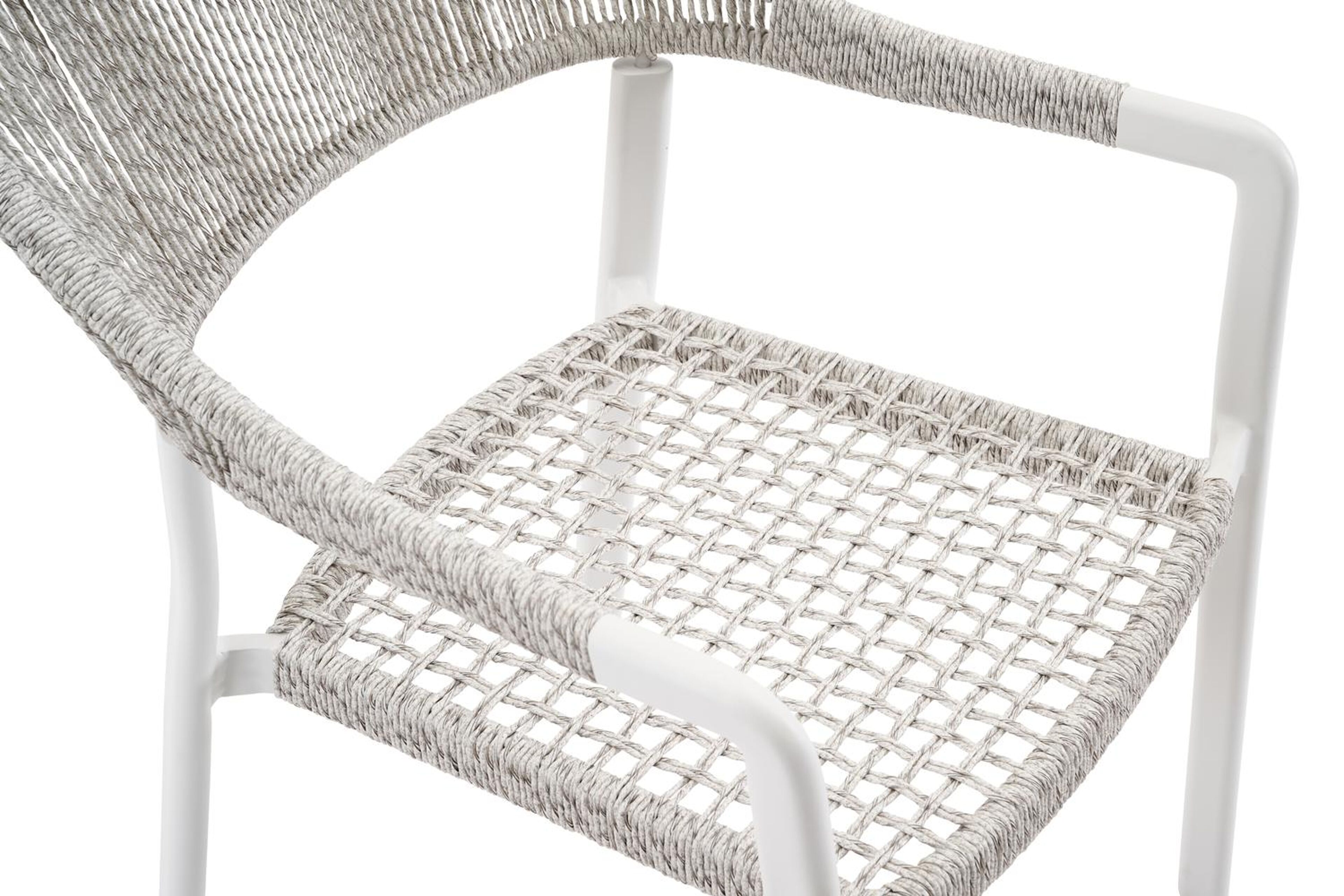 Cesano stapelbare tuinstoel in wit aluminium en wit-grijs wicker