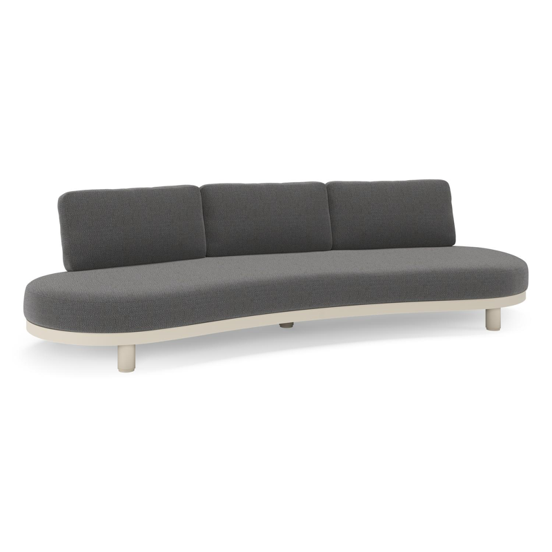 Canapé de jardin Donato en aluminium beige et coussins en all weather sunbrella® luxe Savane Tornado