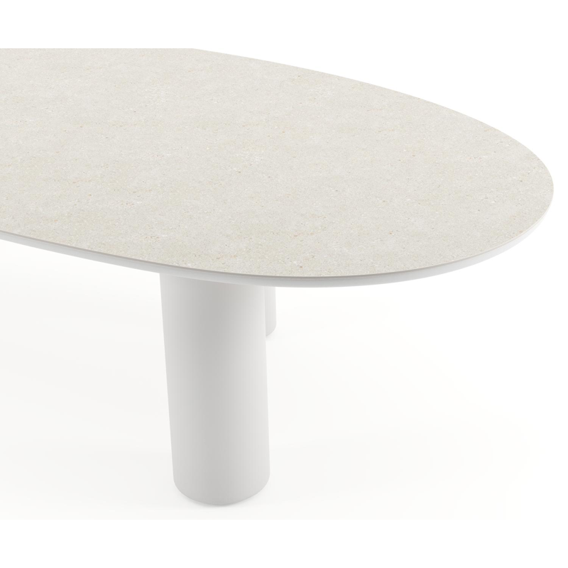 Amico tuintafel mango in wit aluminium en volkeramiek Shilin - L 320 x B 140 x H 73.5 cm