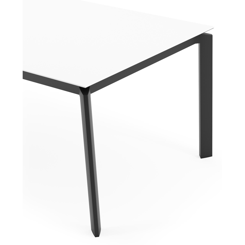 Cirello tuintafel rechthoekig in zwart aluminium en volkeramiek Arctic White - L 200 x B 100 x H 75 cm