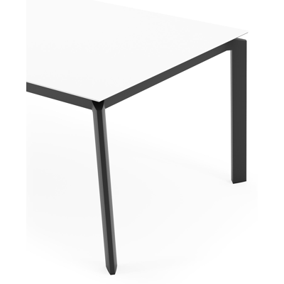 Cirello tuintafel rechthoekig in zwart aluminium en volkeramiek Arctic White - L 200 x B 100 x H 75 cm