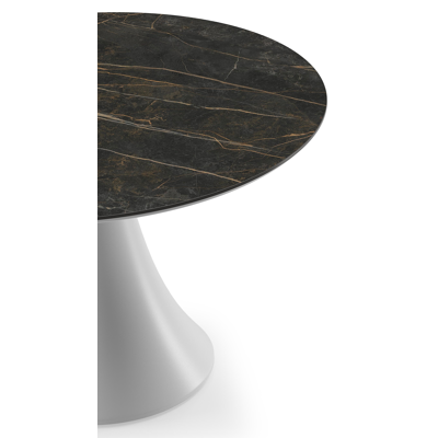 Fano low dining loungetafel rond in wit aluminium en volkeramiek Black Obsession - Dia. 85 x H 55 cm