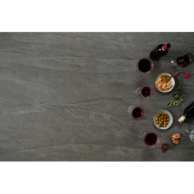 Como tuintafel in zwart aluminium en volkeramiek aspen grey - L 240 x B 100 x H 75 cm