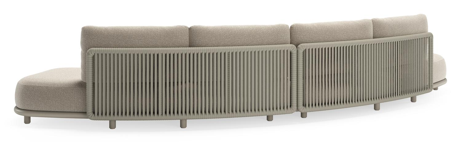 CanapÃ© de jardin Lomano en aluminium beige et corde luxe plate tissÃ©e verticalement beige et coussins en all weather cosytica Marbella Ecru