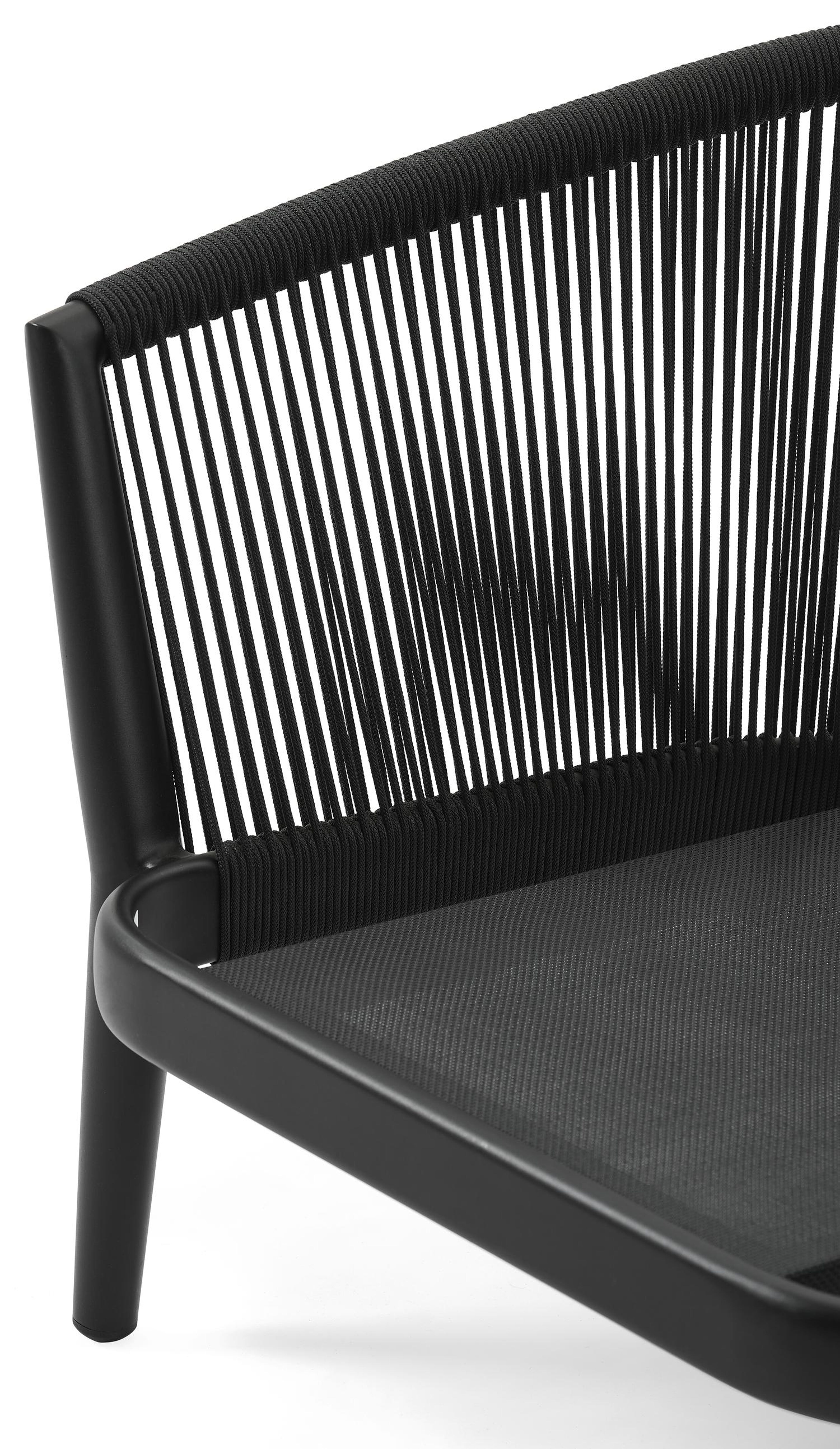 Salon de jardin Orso 1-pl en aluminium noir et corde noir