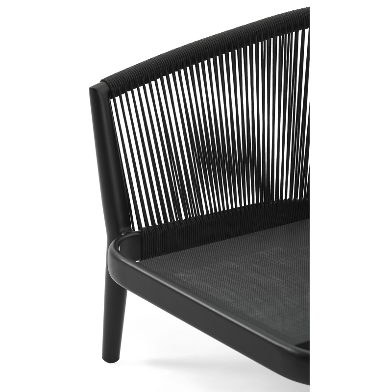 Salon de jardin Orso 1-pl en aluminium noir et corde noir