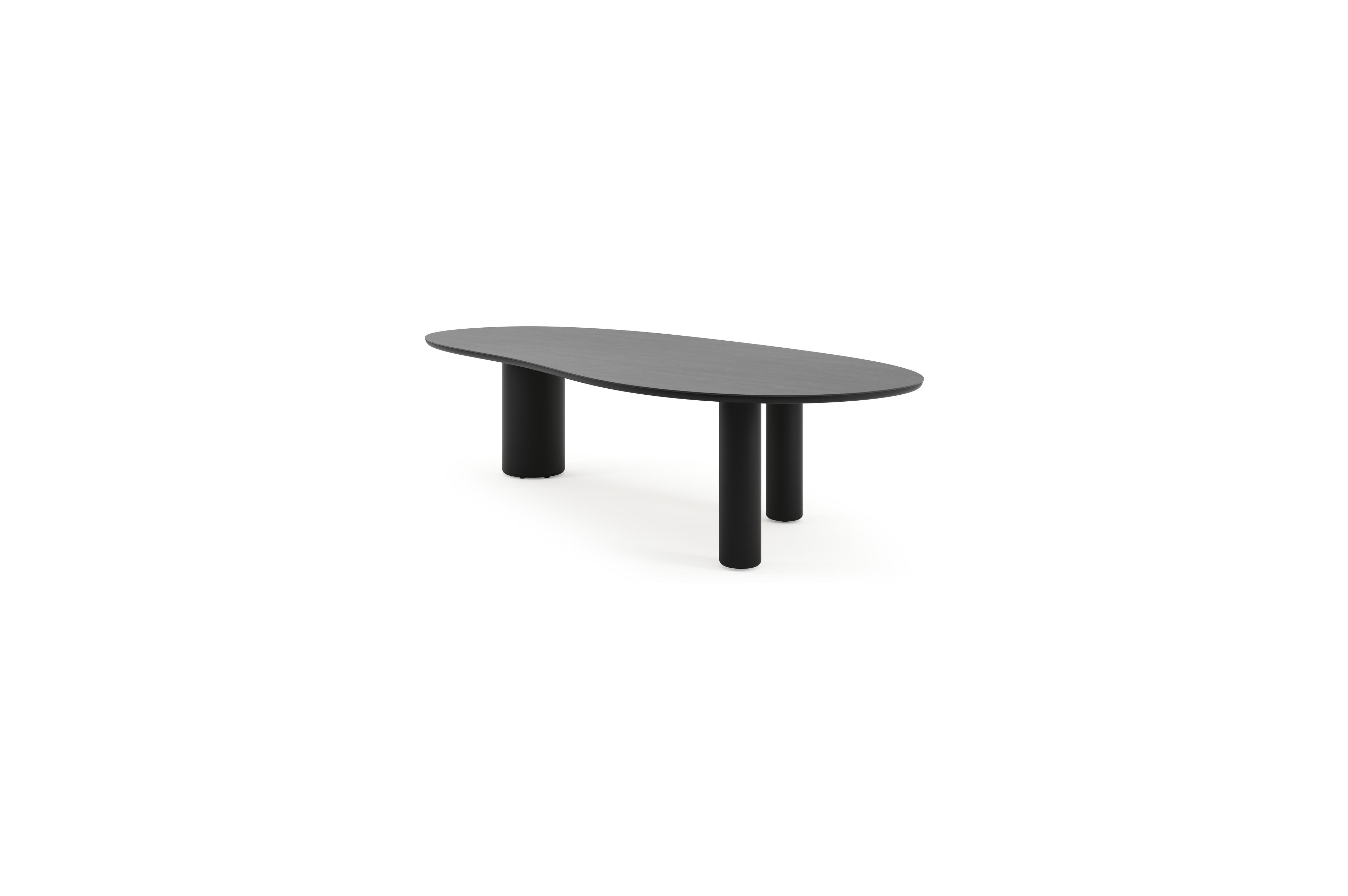 Amico tuintafel organisch in zwart aluminium en volkeramiek Basalt Black - L 320 x B 145 x H 73.5 cm