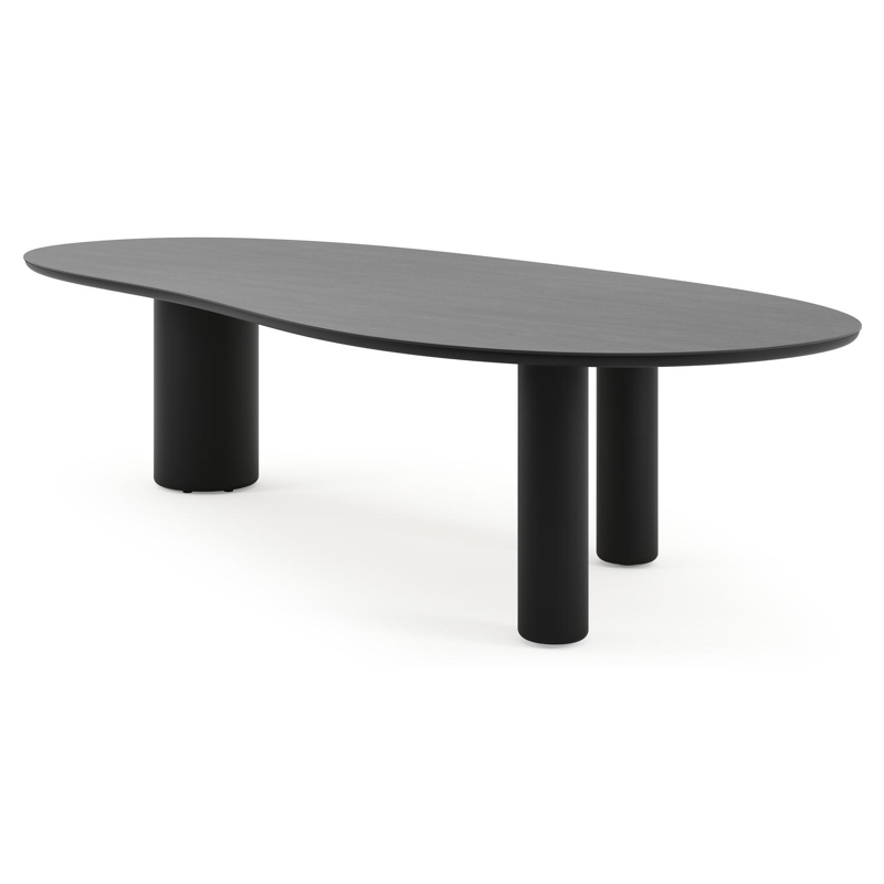 Amico tuintafel organisch in zwart aluminium en volkeramiek Basalt Black - L 320 x B 145 x H 73.5 cm