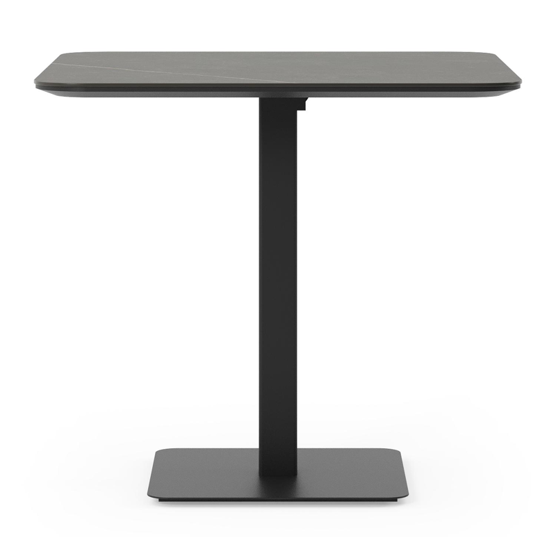 Fano kantelbare tuintafel vierkant afgerond in zwart aluminium en volkeramiek calatorao - L 80 x B 80 x H 72.5 cm