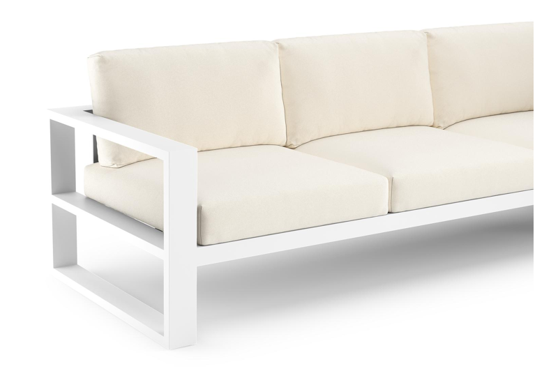 Verato loungebank in wit aluminium met natte white all weather sunbrella® luxe kussen