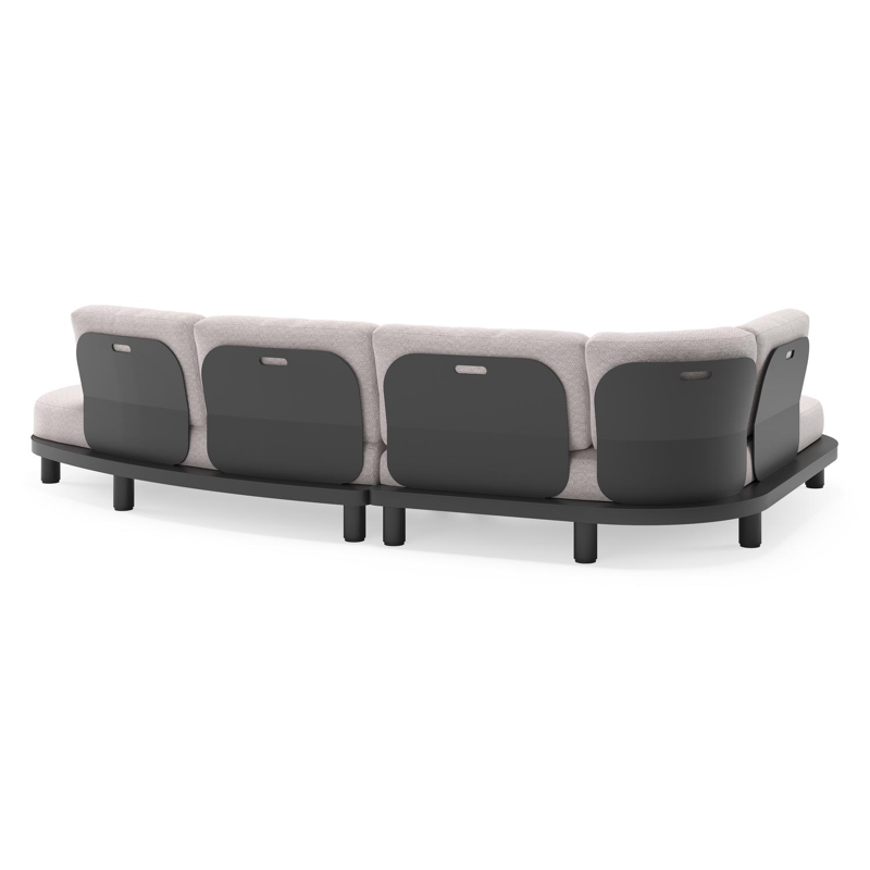 Donato loungehoek in zwart aluminium met all weather sunbrella® luxe Wander Gobi kussen