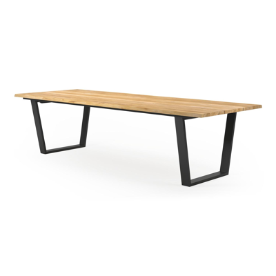 Pagino tuintafel in zwart aluminium en teak - L 300 x B 112 x H 75,5 cm