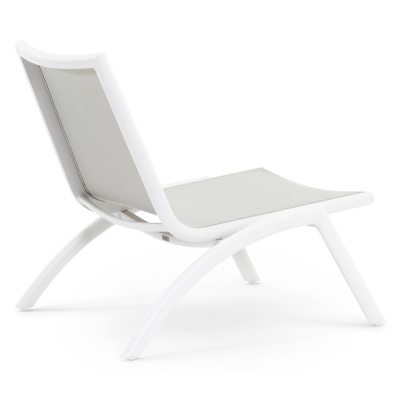 Fauteuil relax Siena en aluminium blanc avec textilène gris