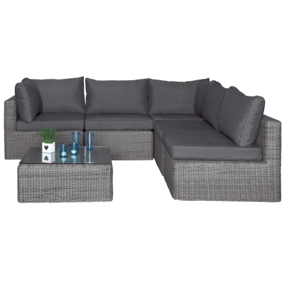 Amari tussenstuk in grijs wicker met polyester kussens