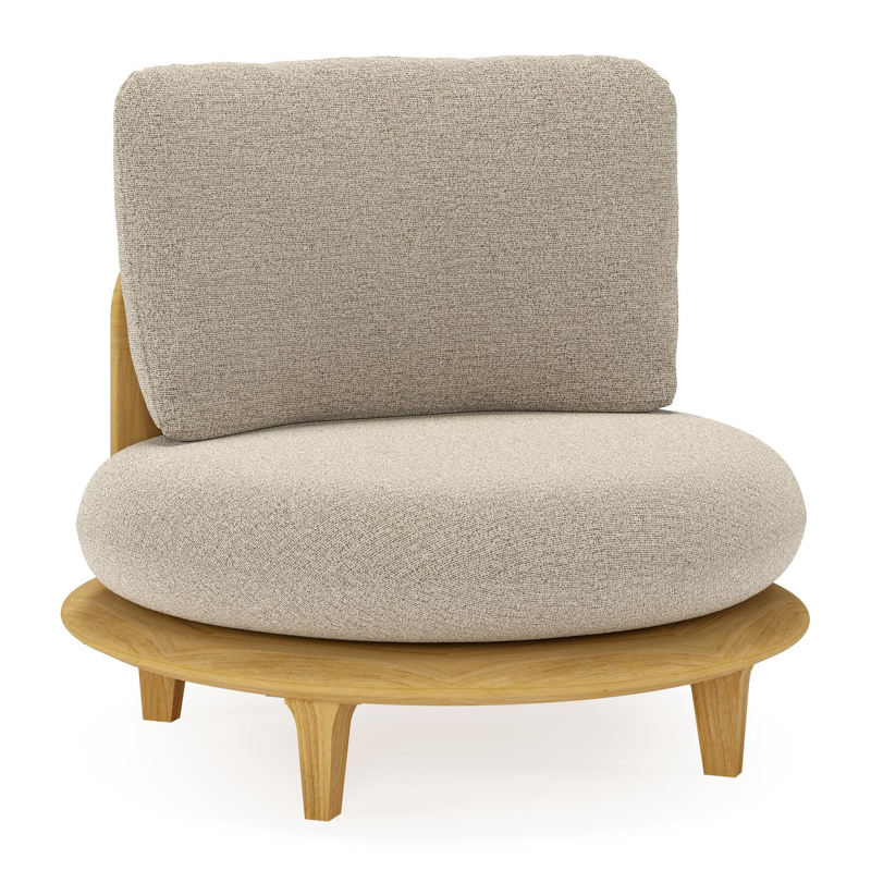 Fauteuil de jardin Bomero en teck et coussins en all weather cosytica catania beige