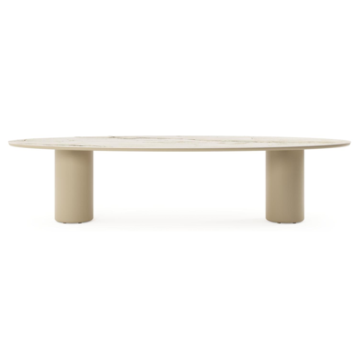 Amico tuintafel ovaal in beige aluminium en volkeramiek Colorado Dunes - L 320 x B 130 x H 73.5 cm