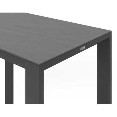 Verato bartafel in zwart aluminium en volkeramiek basalt black - L 120 x B 70 x H 106 cm