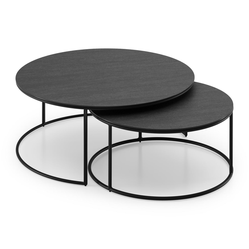 Tables basse Fano en aluminium noir et céramique pleine noir - Dia. 65 X H 30 cm