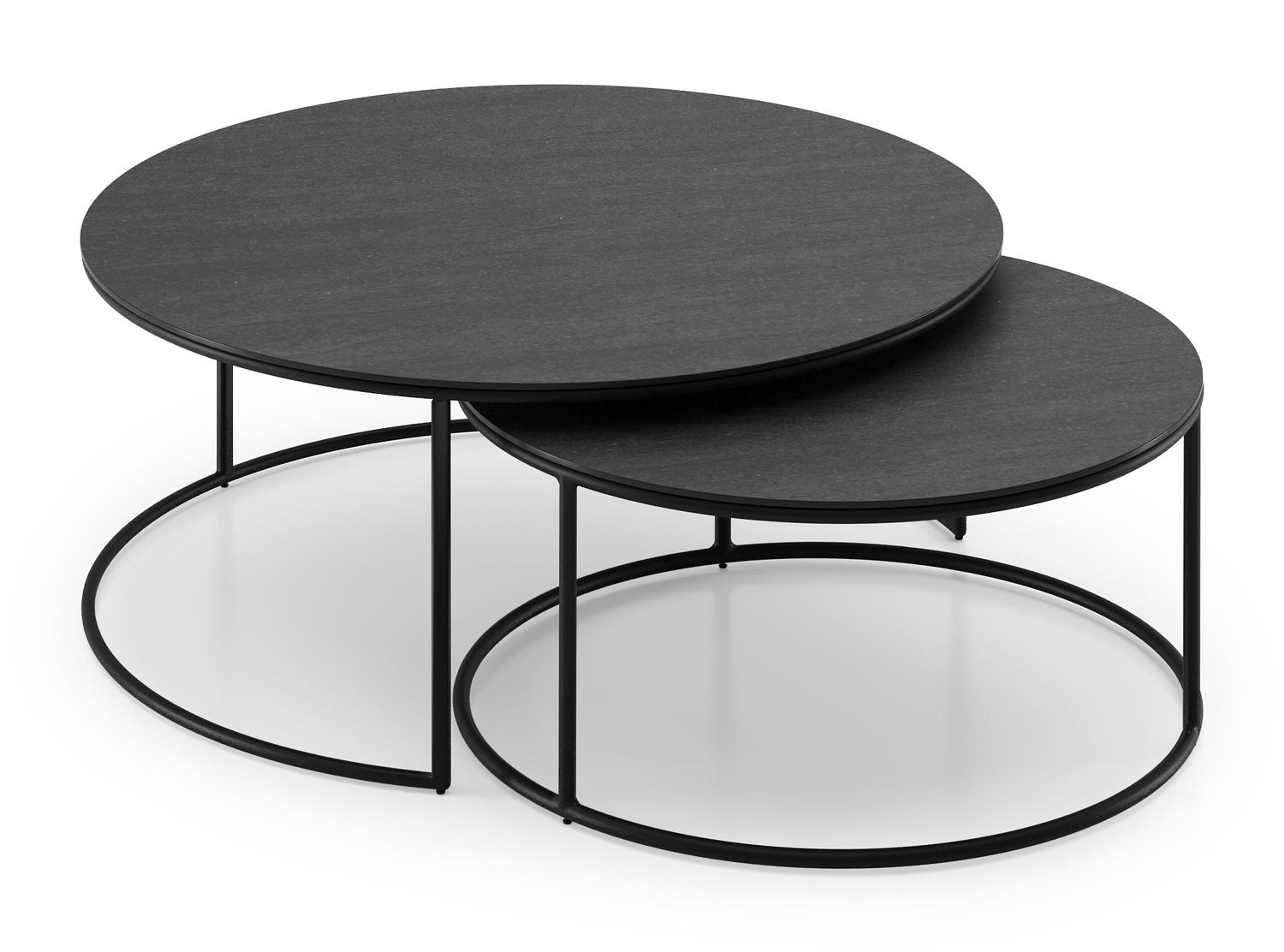 Fano loungetafels in zwart aluminium en zwart volkeramiek - Dia. 65 X H 30 cm