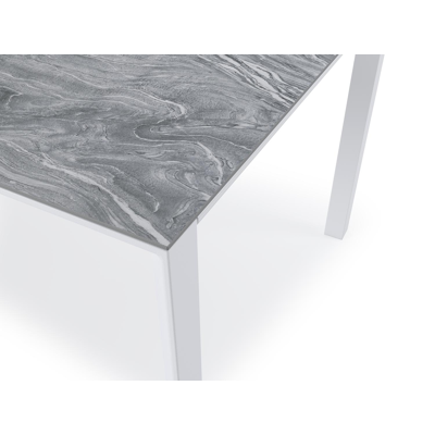 Table de jardin Malito en aluminium blanc et ceramique pleine mar del plata - Lg. 240 x Larg. 100 x H 75,1 cm