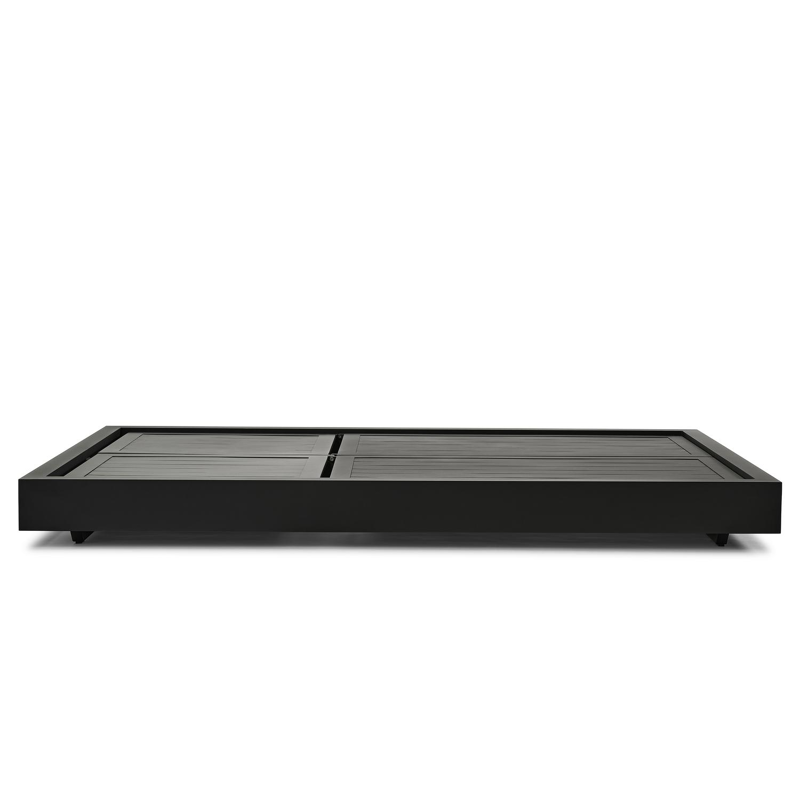 Como verstelbaar dubbel ligbed in zwart aluminium met natte grey chine all weather sunbrella® luxe kussens