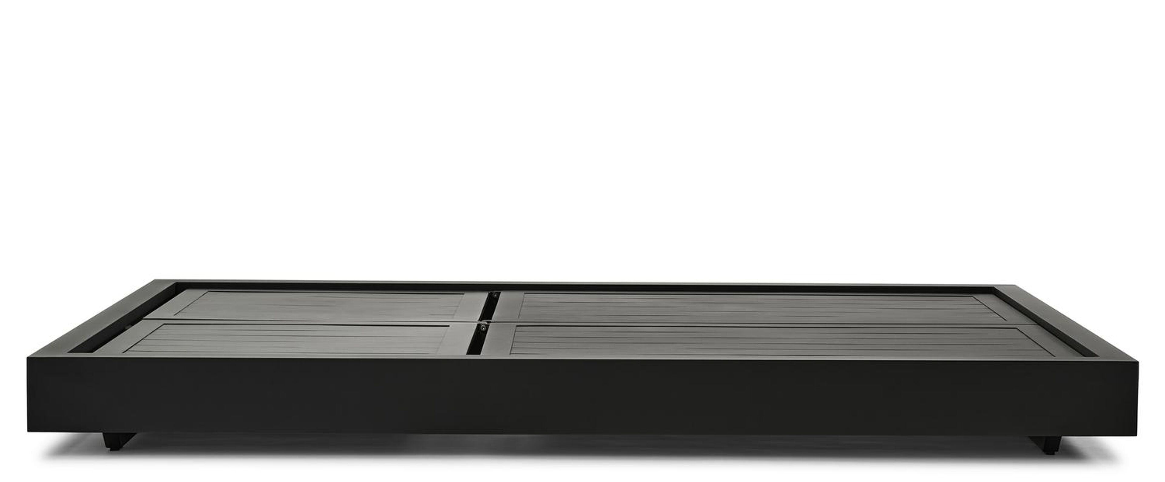 Como verstelbaar dubbel ligbed in zwart aluminium met natte grey chine all weather sunbrella® luxe kussens