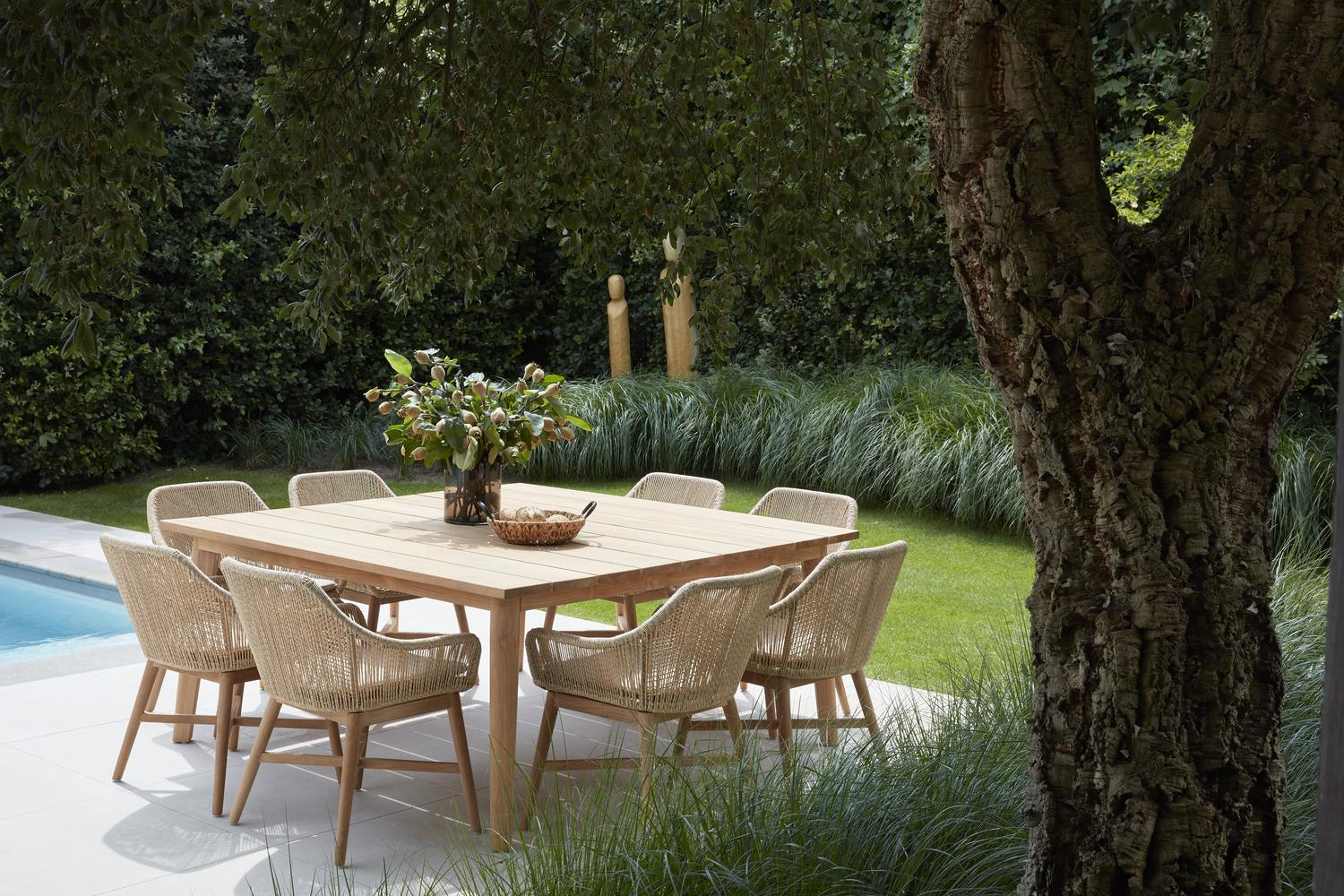 Chaise de jardin Borgo in teck et résine tressée naturel