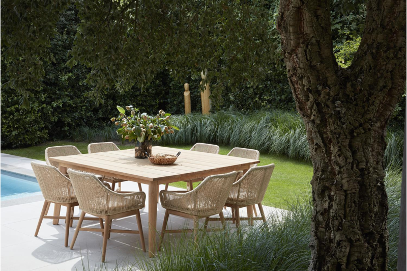 Borgo tuinstoel in teak en naturel wicker