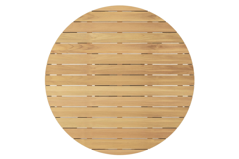 Fano tuintafel rond in beige aluminium en teak Dia. 148 x H 75 cm x H 75 cm