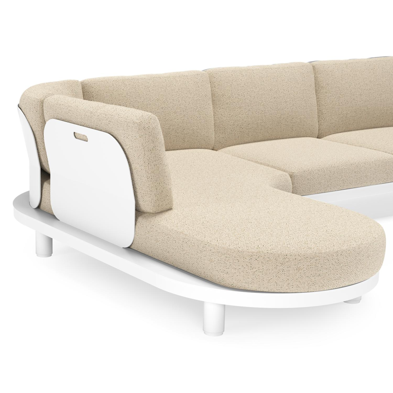 Donato loungehoek in wit aluminium met all weather cosytica Bora Forest kussen