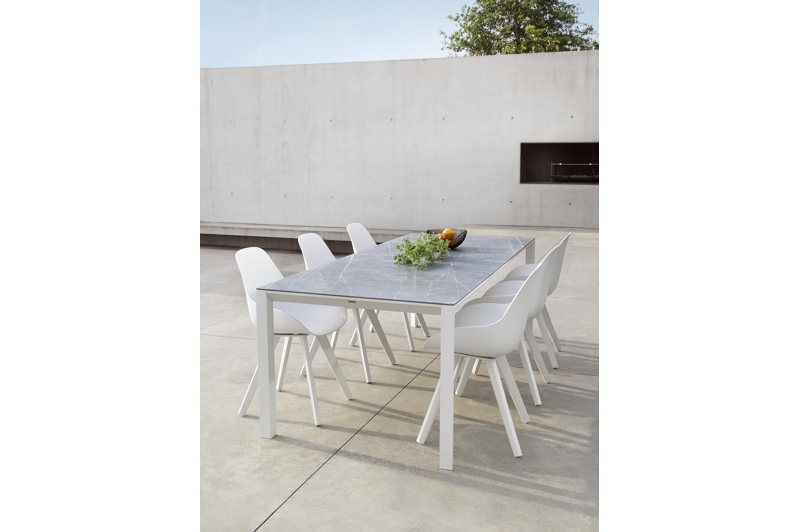 Mesa tuinstoel in wit aluminium en wit kunststof