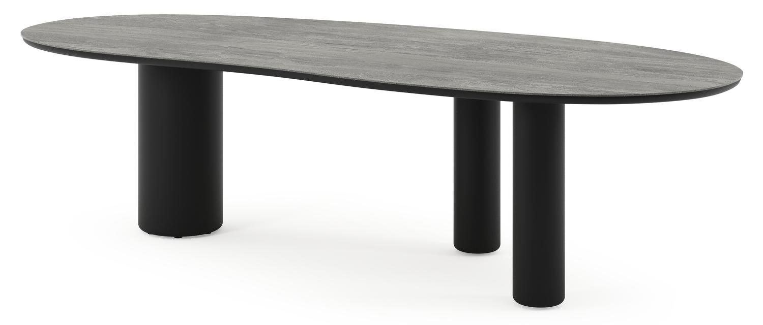 Amico tuintafel organisch in zwart aluminium en volkeramiek Aspen Grey - L 280 x B 120 x H 73.5 cm