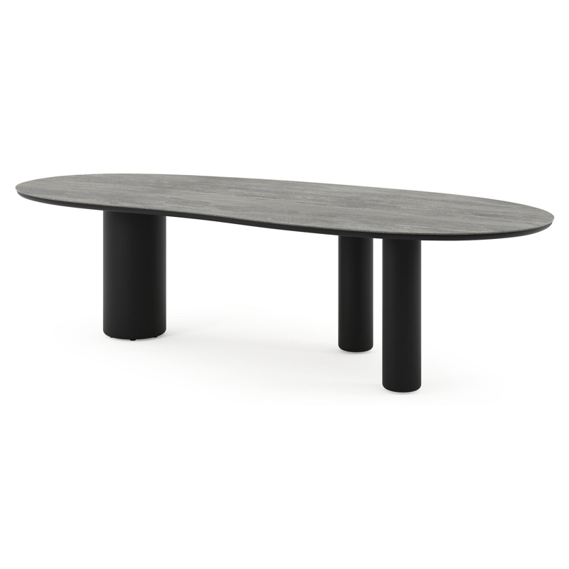 Amico tuintafel organisch in zwart aluminium en volkeramiek Aspen Grey - L 280 x B 120 x H 73.5 cm