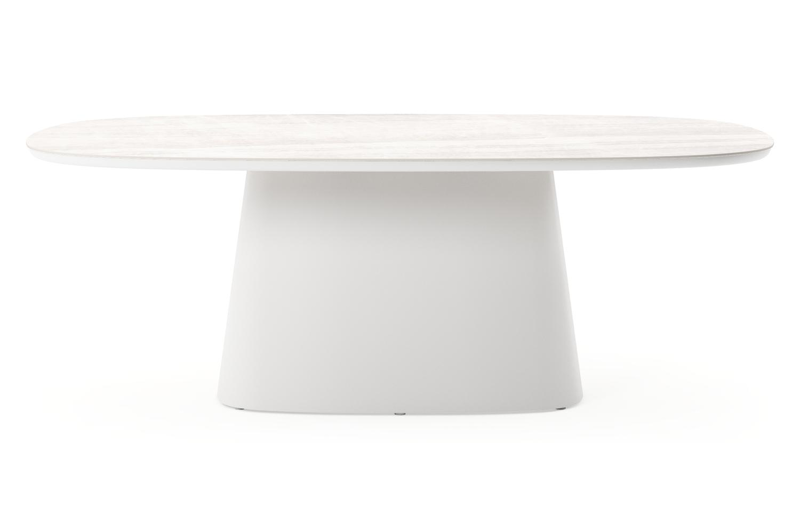 Amico tuintafel bombo xl in wit aluminium en volkeramiek Taj Mahal - L 210 x B 148 x H 73.5 cm