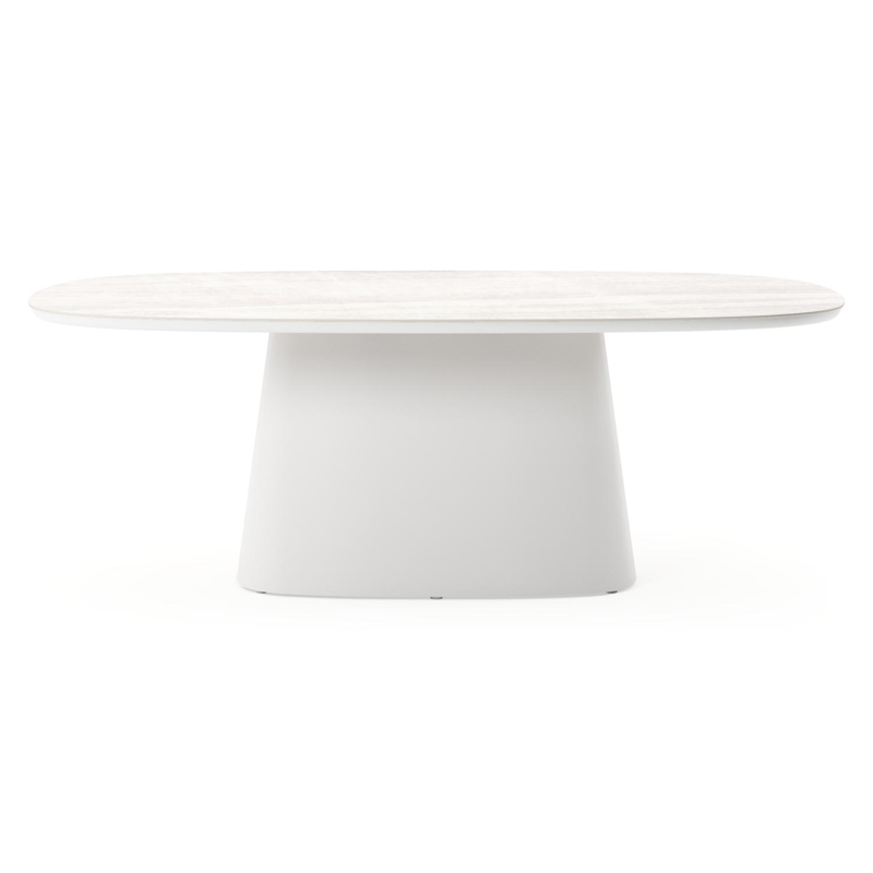 Amico tuintafel bombo xl in wit aluminium en volkeramiek Taj Mahal - L 210 x B 148 x H 73.5 cm