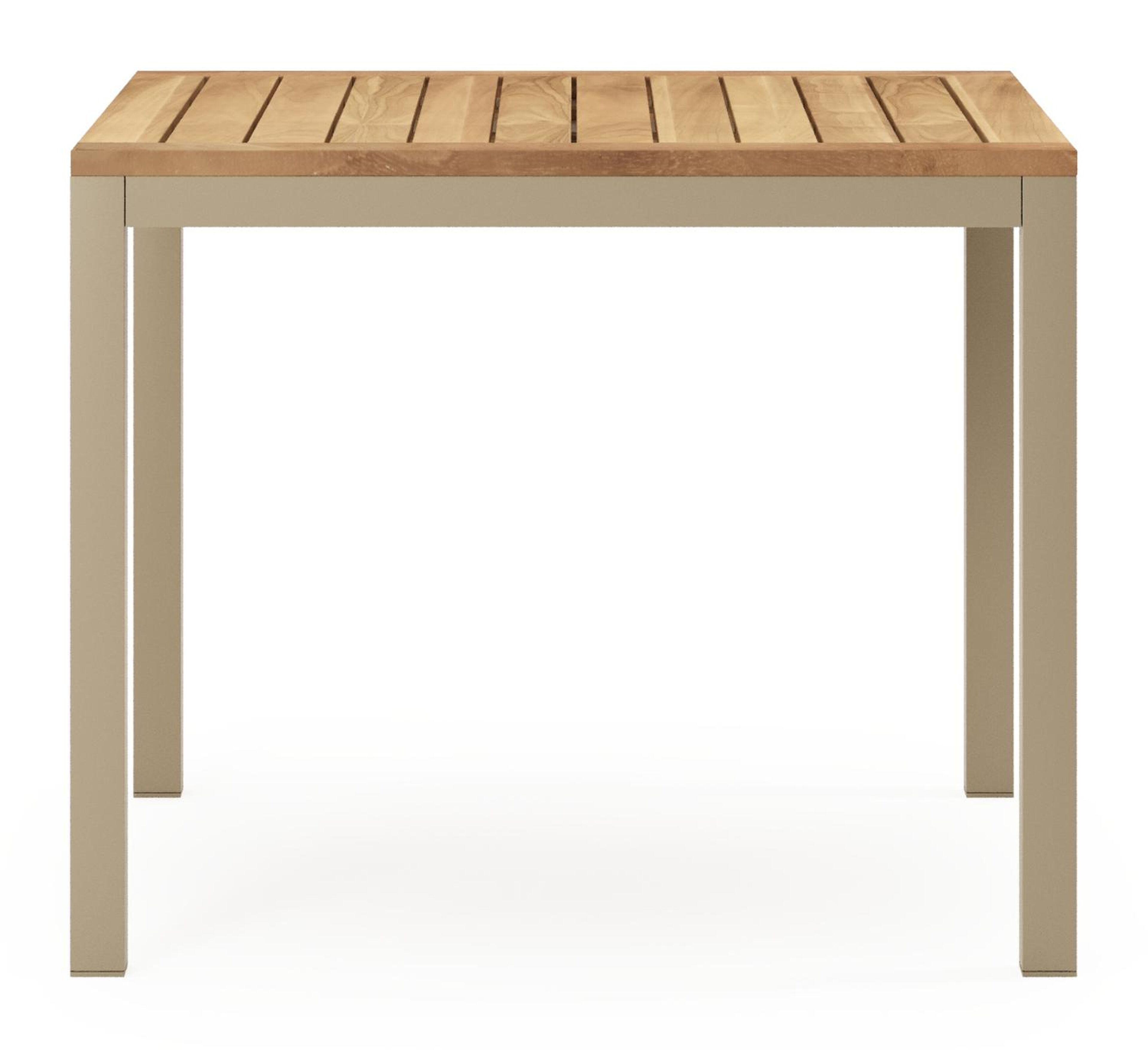 Ensemble de jardin Feltro en aluminium beige et teck natural finish avec 2 chaises de jardin empilable Amalfi